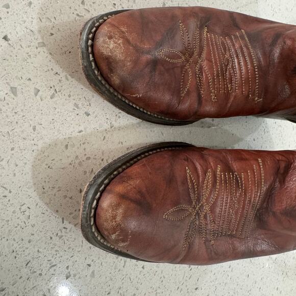 Justin Boots Brown Chesnut Marbled Deerlite Leather Western Women's 8 B L4562 - Picture 5 of 6